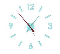 Fisura - Reloj de pared 3D DIY menta y rojo .Reloj de pared grande adhesivo. No tic-tac. Metal y ABS. Agujas de 9 x 31 y números de 8,5 centímetros.