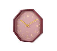 Fisura - Reloj de Pared Original Octogonal Rojo. Reloj de Cocina Moderno. Reloj de Pared Burdeos. 30 centímetros de diámetro. ABS y Cristal. 1 Pila AA