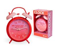 Fisura - Reloj despertador analógico rosa y rojo sin tic-tac. Reloj despertador con luz de Led nocturna. Alarma con mensaje "better late than ugly". 11,7x5,5x16 cm. Metal. 1 pilla AA (no incluida)