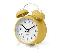 Fisura - Reloj Despertador analógico sin Tic-TAC. con luz de Led Nocturna. Metal y ABS. Medidas: 11,7 x 5,5 x 16. Esfera de 9 centímetros (Amarillo)