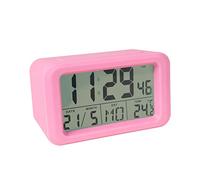 Fisura - Reloj Despertador Digital LED. Reloj indicador de Fecha y Temperatura. 2 alarmas. Botón Snooze. 2 Pilas AAA. Goma ABS.Medidas :12x5,5x7 (Rosa)