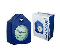 Fisura - Reloj Despertador Mini casita Azul. Reloj Despertador analógico sin Tic-TAC, Reloj Despertador Original. Despertador pequeño. 9,7 cm x 7,3 cm x 4,5 cm. 1 Pila AA
