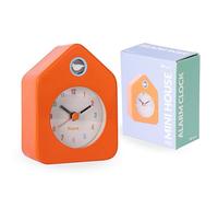 Fisura - Reloj Despertador Mini casita Naranja. Reloj Despertador analógico sin Tic-TAC. Alarma pequeña Original. 9,7 cm x 7,3 cm x 4,5 cm. 1 Pila AA