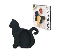FISURA - Reposa cucharas original con forma de gato Reposa cucharas de silicona. Soporte para utensilios negro. 12x12 centímetros.