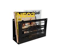 FISURA - Revistero original de suelo “cassette”. Revistero moderno negro. Soporte para revistas de estilo industrial de 35 x 11 x 20,4 centímetros. Metal