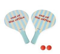 Fisura - Set de Palas de Playa Original “out of The Office”. Palas de Madera Rojas y Azules con Bolsa de Red. Raquetas de Playa Divertidas. 2 Pelotas Incluidas.