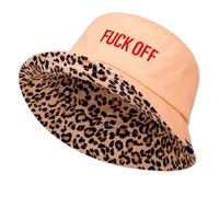 Fisura - Sombrero Pescador Reversible. Gorro Pescador Original “F*CK Off”. Gorro Bucket Leopardo y Beige. Sombrero de Mujer para Aire Libre y Playa.