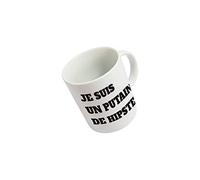 Fisura - Taza original blanca. Taza divertida Je suis un putain de Hipster. Tazas con frases graciosas desayuno grande. Capacidad : 320 mililitros. Porcelana.