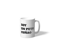 Fisura - Taza original blanca. Taza divertida "Soy un puto Cuñao". Tazas con frases graciosas desayuno grande. Capacidad : 320 mililitros. Porcelana.