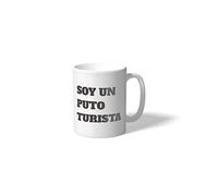 Fisura - Taza original blanca. Taza divertida Soy un puto Turista. Tazas con frases graciosas desayuno grande. Capacidad : 320 mililitros. Porcelana