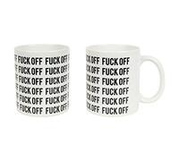 Fisura - Taza original blanca y roja. Taza divertida Fuck off. Tazas con frases graciosas desayuno grande. Capacidad : 320 mililitros. Porcelana.