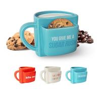 Fisura - Taza original para regalar “A sugar rush”. Taza de té azul con bolsillo para galletas. Mug para desayuno divertido. Copa de desayuno moderna. 360 ml de capacidad