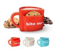 Fisura - Taza original para regalar “Bite me”. Taza de té roja con bolsillo para galletas. Mug para desayuno divertido. Copa de desayuno moderna. 360 ml de capacidad