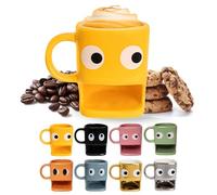 Fisura - Taza original para regalar “ojos”. Taza amarilla con soporte para galletas. Taza de cerámica con hueco para galletas. Taza con capacidad de 240 ml.