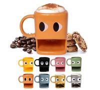 Fisura - Taza original para regalar “ojos”. Taza con soporte para galletas naranja. Taza de cerámica con hueco para galletas. Taza de 240 ml.