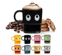 Fisura - Taza original para regalar “ojos”. Taza con soporte para galletas negra. Taza de cerámica con hueco para galletas. Taza con capacidad de 240 ml.