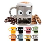Fisura - Taza original para regalar “ojos”. Taza con soporte para galletas plateada. Taza de cerámica con hueco para galletas. Taza con capacidad de 240 ml.