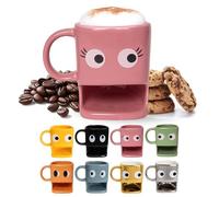 Fisura - Taza original para regalar “ojos”. Taza con soporte para galletas Taza de cerámica con hueco para galletas. Taza de 240 ml. (Rosa)