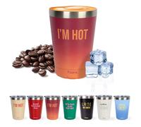 Fisura - Vaso termo original “I’m hot”. Vaso termo café para llevar granate degradado. Taza de café 310 ml. Taza térmica acero inoxidable. Libre de BPA. Taza coche.