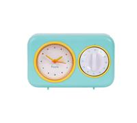 Fisura - Temporizador de Cocina Retro Verde Menta. Temporizador de Cocina analógico de 60 Minutos. Temporizador multifunción con Reloj y función de Alarma. Temporizador Pomodoro.