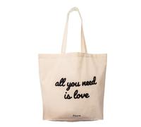 Fisura - Tote bag de algodón con mensaje en borreguillo “love”. Bolsa de algodón 100% con bolsillo interior. Bolsa tote original para compra. 70 x 51 cm.