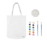 Fisura - Tote bag de algodón lisa personalizable. Bolsa de algodón 100% DIY. Bolsa tote original para compra. 43 x 37 cm. 12 colores. 2 pinceles. 1 paleta mezcladora.