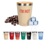 Fisura - Vaso termo original. Vaso termo café para llevar granate. Taza de café 310 ml. Taza térmica acero inoxidable. Libre de BPA. Taza coche. (Hot, degradado beige)