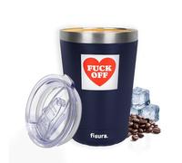 Fisura - Vaso termo original “F*ck off”. Vaso termo para llevar azul. Taza de café 310 ml. Taza térmica acero inoxidable para coche. Libre de BPA. Regalo divertido.