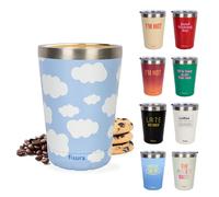 Fisura - Vaso termo original “Nubes”. Vaso termo para llevar azul. Taza de café 310 ml. Taza térmica acero inoxidable para coche. Libre de BPA.