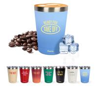 Fisura - Vaso termo original “Ready”. Vaso termo café para llevar azul. Taza de café 310 ml. Taza térmica acero inoxidable. Libre de BPA. Taza coche.