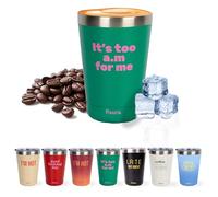 Fisura - Vaso termo original. Vaso termo café para llevar granate. Taza de café 310 ml. Taza térmica acero inoxidable. Libre de BPA. Taza coche. (Too a.m, verde)