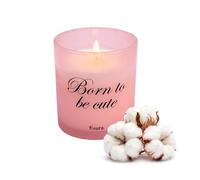 Fisura - Vela aromática original “Born to be cute” en vaso. Vela de soja con aroma esencia de algodón. Con caja de regalo. 40 horas de duración. 470 gramos. Regalo original.