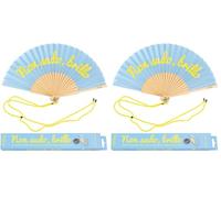 Fisura - Ventilador plegable de mano original con mensaje en italiano y alemán. Ventilador de mano original con colgador incluido (no sudo, azul) (Paquete de 2)