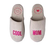 Fisura - Zapatillas de estar por casa hombre con mensaje Zapatillas con antideslizante. Regalo original (Cool Mom Rosa)