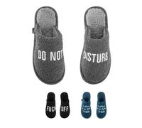 Fisura - Zapatillas hombre originales “do not disturb”. Zapatillas casa hombre borreguillo gris. Pantuflas de invierno cálidas. Regalo original. Talla 41 - 45