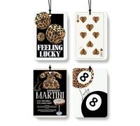 FISWAFY Ambientador de coche con estampado retro de guepardo, 4 piezas, estampado de leopardo, 8 bolas, para colgar en el hogar, bar, coche, armario, cajón, libros, accesorios de coche femenino