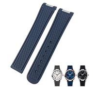 Fit de la banda de cuello de goma de extremo curvado de 19 mm de 20 mm para Omega Seamaster 300 AT150 Aqua Terra 8900 Speedmaster Silicone Store Tools (color: blanco blanco puntiagudo, tamaño: 19 mm)