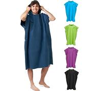 Fit-Flip Poncho de Surf - Albornoz natación de Microfibra Playa - Toalla para cambiarse para Mujeres y Hombres - Ligero, Compacto y de Secado rápido (Azul Marino-Gris, Tamaño: M)