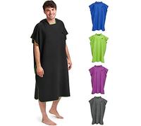 Fit-Flip Poncho de Surf - Albornoz natación de Microfibra Playa - Toalla para cambiarse para Mujeres y Hombres - Ligero, Compacto y de Secado rápido (Negro-Verde, Tamaño: L)