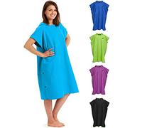 Fit-Flip Poncho de Surf - Albornoz natación de Microfibra Playa - Toalla para cambiarse para Mujeres y Hombres - Ligero, Compacto y de Secado rápido (Azul Claro, Tamaño: M)