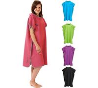 Fit-Flip Poncho de Surf - Albornoz natación de Microfibra Playa - Toalla para cambiarse para Mujeres y Hombres - Ligero, Compacto y de Secado rápido (Coralino-Gris, Tamaño: L)