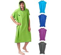 Fit-Flip Poncho de Surf - Albornoz natación de Microfibra Playa - Toalla para cambiarse para Mujeres y Hombres - Ligero, Compacto y de Secado rápido (Verde-Azul Oscuro, Tamaño: L)