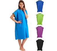 Fit-Flip Poncho de Surf - Albornoz natación de Microfibra Playa - Toalla para cambiarse para Mujeres y Hombres - Ligero, Compacto y de Secado rápido (Azul-Verde, Tamaño: L)