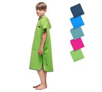 Fit-Flip Poncho de Surf Ligero Compacto Secado rápido Microfibra | Verde-azul oscuro, Tamaño S, toalla con capucha para niñas y niños, poncho infantil