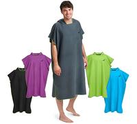 Fit-Flip Poncho de Surf - Ligero, Compacto y de Secado rápido - Toalla para cambiarse para Mujeres y Hombres - Albornoz natación de Microfibra Playa (Gris Oscuro-Verde, Tamaño: M)