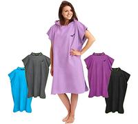 Fit-Flip Poncho de Surf - Ligero, Compacto y de Secado rápido - Toalla para cambiarse para Mujeres y Hombres - Albornoz natación de Microfibra Playa (Lila, Tamaño: M)