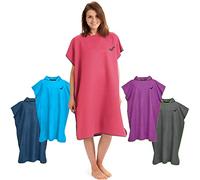 Fit-Flip Poncho de Surf - Ligero, Compacto y de Secado rápido - Toalla para cambiarse para Mujeres y Hombres - Albornoz natación de Microfibra Playa (Coralino-Gris, Tamaño: L)