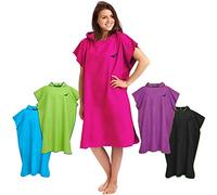 Fit-Flip Poncho de Surf - Ligero, Compacto y de Secado rápido - Toalla para cambiarse para Mujeres y Hombres - Albornoz natación de Microfibra Playa (Rosa, Tamaño: L)