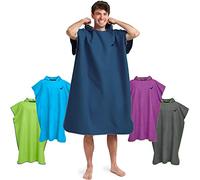 Fit-Flip Poncho de Surf - Ligero, Compacto y de Secado rápido - Toalla para cambiarse para Mujeres y Hombres - Albornoz natación de Microfibra Playa (Azul Marino-Gris, Tamaño: M)