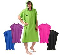 Fit-Flip Poncho de Surf - Ligero, Compacto y de Secado rápido - Toalla para cambiarse para Mujeres y Hombres - Albornoz natación de Microfibra Playa (Verde-Azul Oscuro, Tamaño: M)